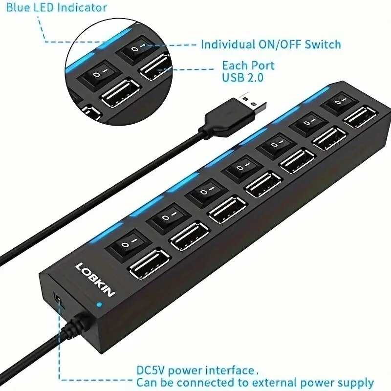 Alta velocidade 4/7 portas usb - Usb Hub 7 Port avaliação e preço