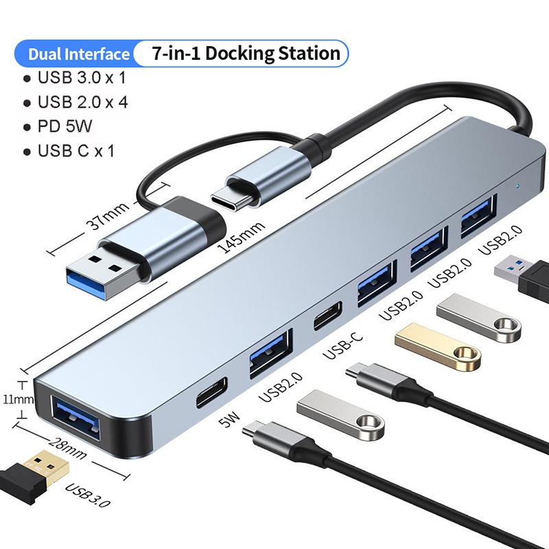 7 em 1 usb c extensor adaptado - Usb Hub 7 Port avaliação e preço