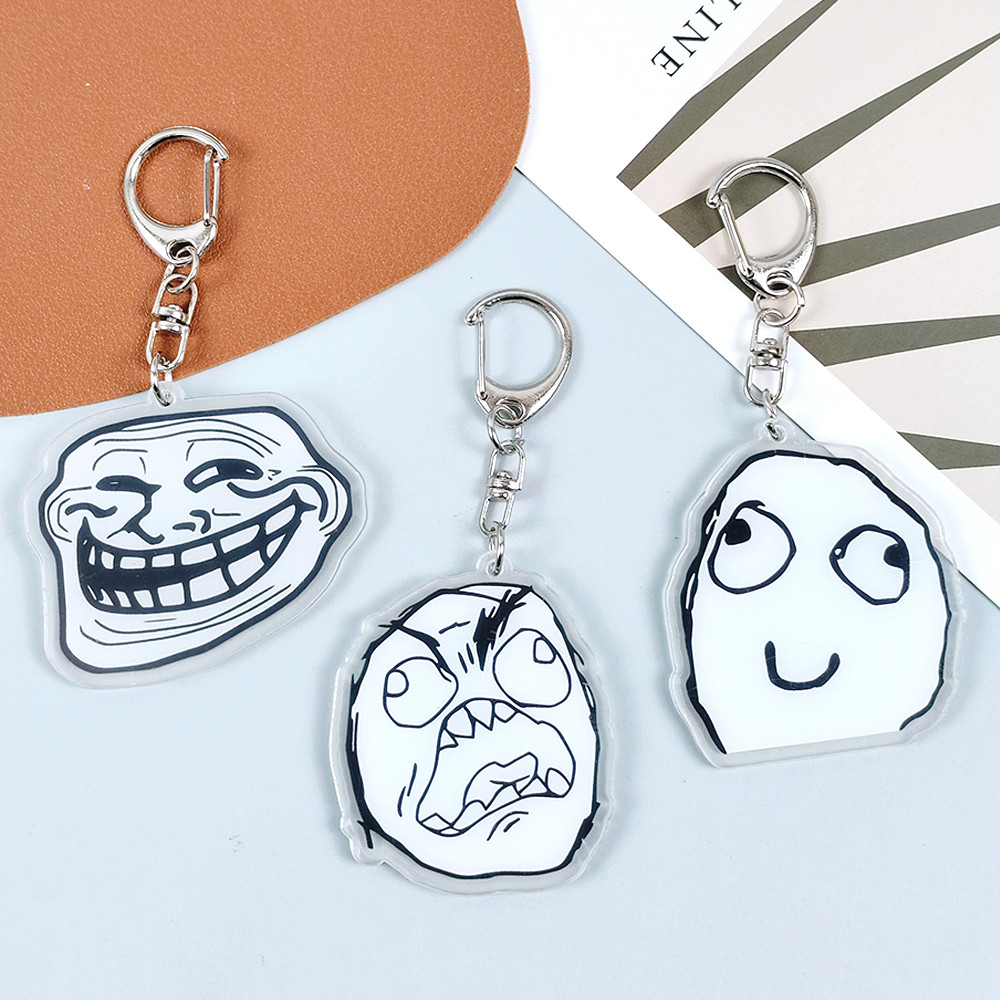 Criativo troll rosto chaveiros - Tech Girl Accessories avaliação e preço